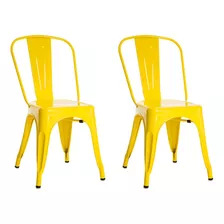 Kit 2 Cadeiras Decorativas De Aço Pé Fixo Anima Amarelo