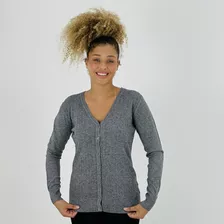 Casaco Facinelli Lã Cardigan Curto Com Botão Feminino