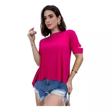Blusa Feminina Soltinha Manga Curta T-shirt Social Mullet 