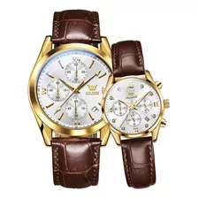 Relojes Olevs Calendar Chronograph Para Pareja, 2 Unidades