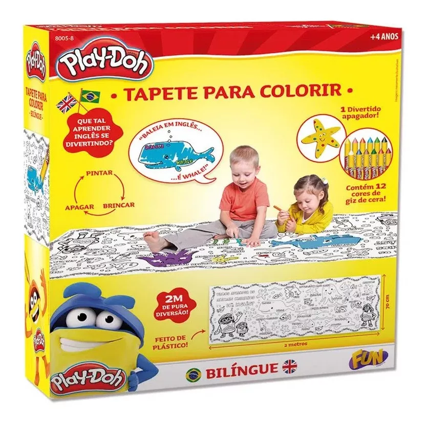 Tapete Bilíngue Com Apagador Para Colorir Play-doh Fun