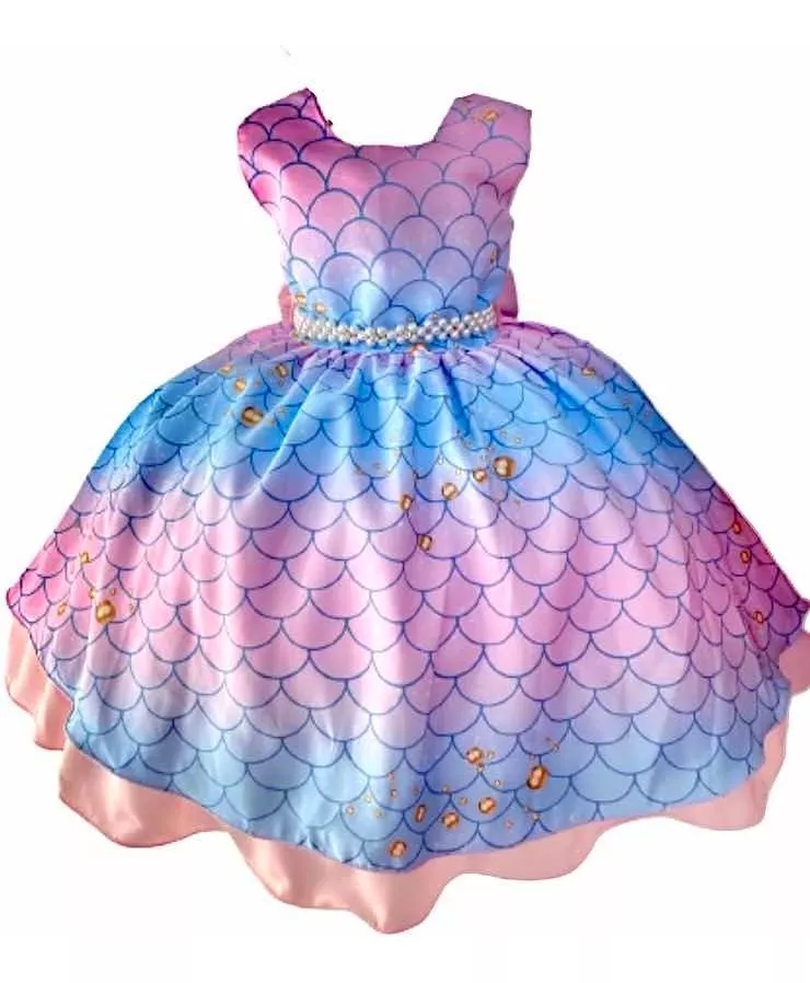 Vestido Infantil Luxo Sereia Ariel Realeza Festa 4 A 12 Anos