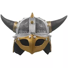 Grey Eurosun Casco De Disfraz De Guerrero Soldado De Caballero De La Edad Media Con Máscara Casco Vikingo Con Cuernos De La Edad Vikinga Sombrero De