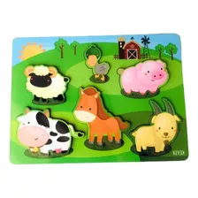 Juego Infantil Didáctico Encastre Madera Animales 6 Piezas 