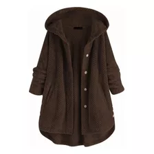 Gift 2022plus Size Plush Button Hooded Coat