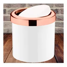 Lixeira 5l Tampa Cesto De Lixo Basculante Banheiro Rose Gold