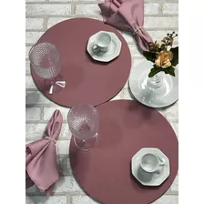 04 Capa Souplat 35cm+04 Base Mdf+04 Guardanapos +anel Cor Rose