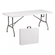 Mesa Plegable De Plástico Portátil Tipo Portafolio 1.80 Mts Color Blanco