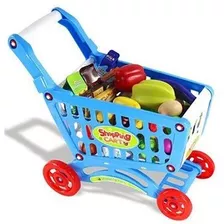 Carrito Supermercado Para Niños 56 Piezas Azul Accesorios