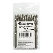 Jogo De Brocas 2,0mm Kit Carbografite Aço Rápido Metal Ferro