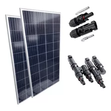 Kit 2 Placa Solar 150w Conector Paralelo Mc4 Y