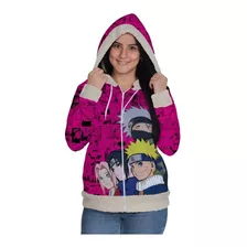 Moletom Casaco Lã Zipper Naruto Sasuke Sakura Edição Inverno