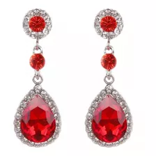 Brinco Cristais Vermelho Festa Luxo Madrinha Mae Strass