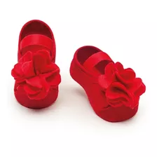 Meia Sapatilha Flor Vermelho 0-12 Meses Puket