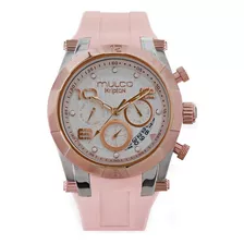 Reloj Casual Mulco Mw-5-5249-083 Kripton Color De La Correa Rosa Color Del Bisel Plateado Color Del Fondo Blanco