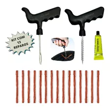 Kit Reparo Pneu Remendo Profissional Carro Moto +15 Macarrão