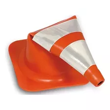 Cone Flexível 50 Cm Com Faixa Refletiva Laranja E Branco