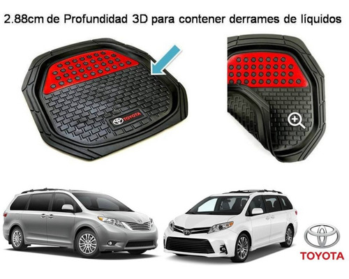 Tapetes 4pz Charola 3d Logo Toyota Sienna 2011 A 2017 Foto 5