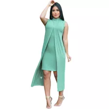 Vestido Feminino Tubinho Lívia Com Cardigãn Sobreposição 