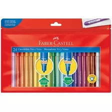 Canetinhas Faber Castell 24 Cores Hidrocor Ponta Vai E Vem 