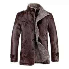 Chaqueta De Cuero Para Hombre Con Interior De Piel Invierno