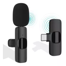 Microfone De Lapela Sem Fio Wireless Conexão Type C Kapbom Cor Preto