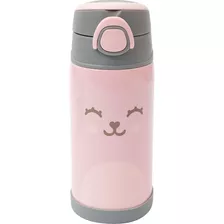 Garrafa Térmica Infantil Inox Canudo Silicone Buba Cor Rosa