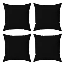 Kit 4 Capas Almofadas Decorativas Lisas 45x45 Id Decor Cor 22 Preto