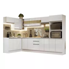 Armário De Cozinha Completa 100% Mdf 447cm Smart Madesa Bb02 Cor Branco