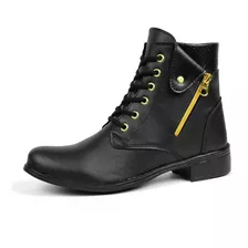 Coturno Feminino Bota Cano Curto Salto Baixo Conforto Estilo