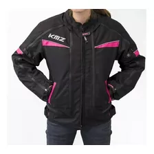 Chaqueta Moto Mujer Jordania Negro/rosado Kmz Talla Xs