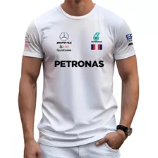 Camiseta/camisa Lewin Hamilton 44 Mercedes - Branca F1