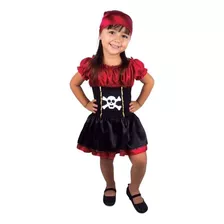 Fantasia Infantil Pirata Vestido + Bandana - 2 A 8 Anos
