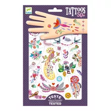 Tatuajes Temporales +50 Stickers Pájaros Y Plumas Djeco