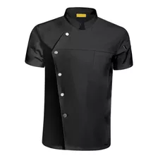 Casaco Chef Masculino Jaqueta Manga Curta Tamanho Xl Preto