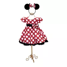 Vestido Minnie Infantil Festa Minie Vermelho Brinde Tiara 