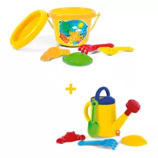 Kit Brinquedo Praia Regador Mais Baldinho Infantil Colorido