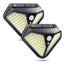 Pack X 2 Lampara Led Solar 102 Led Blanco Frio Aplique