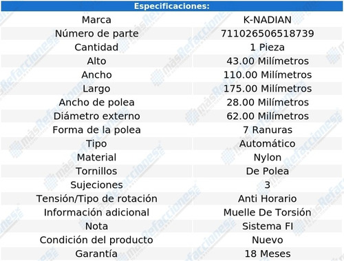 Tensor De Banda Volkswagen R32 V6 3.2l 04 K-nadian Foto 3