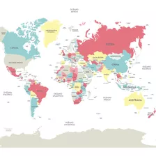 Mapa Mundi 100cm X 100cm En Español Colores A Elección