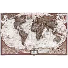 Mapa Do Mundo 65x100cm Atual Estilo Retrô Papel Fotográfico