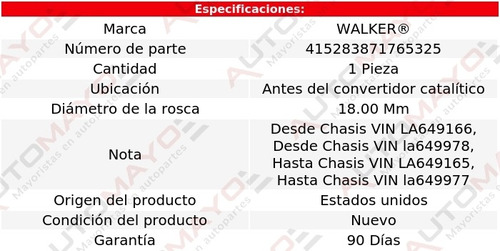 Sensor De Oxgeno Antes Cc Walker F-pace 2.0l 4 Cil 18-20 Foto 6