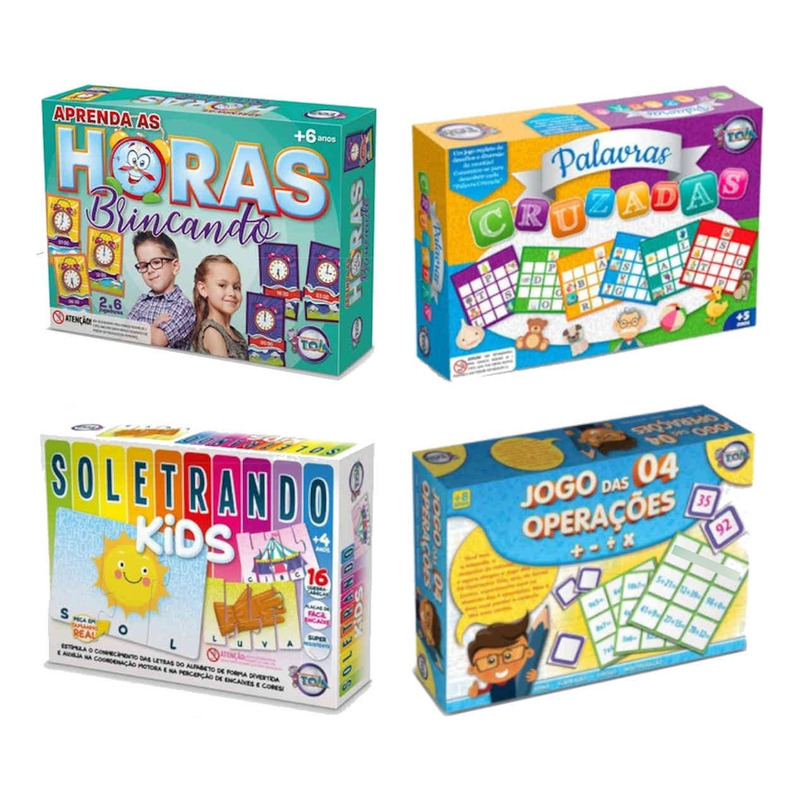 Kit 06 Jogos Educativos Infantil Pedagógico Memória Alfabeto