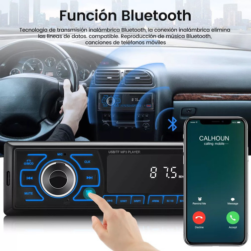 Autoestreo 1 Din Bluetooth Reproductor Mp3 Radio 2 Usb Aux Foto 6