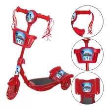 Patinete Infantil Pj Masks Menino 3 Rodas Cesta Luz Música