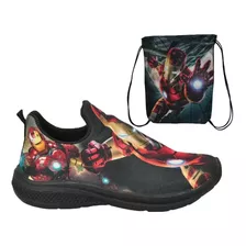 Tênis Slip On Infantil Masculino Personagem Novo + Mochila 