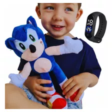 Boneco Sonic Pelúcia Grande Com Relógio Presente Infantil