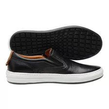 Sapatênis Sapato Masculino - Couro Legítimo-slip On Conforto