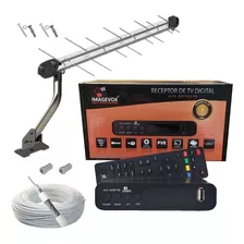Kit Tv Digital Conversor Full Hd + Antena Log16 + Cabo 15 Mt