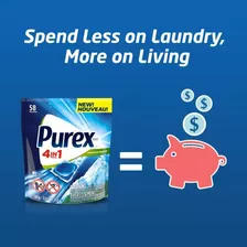 Purex - Detergente 4 En 1 Plus Clorox2 Párrafo Lavandería, F